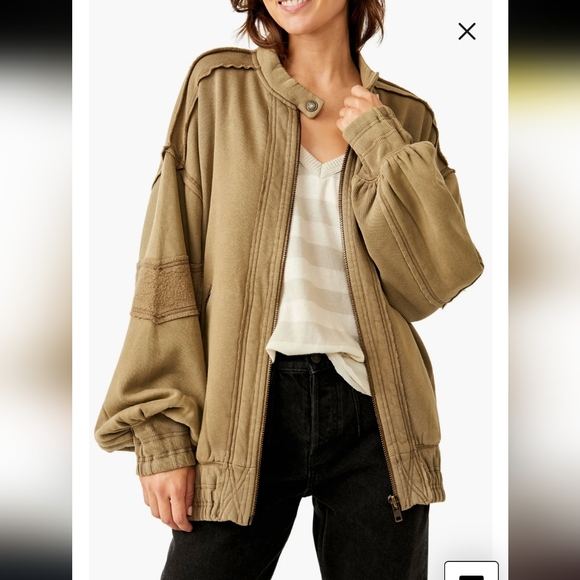Free People Women's Size XL Olive Green Lou Moto zip Jacket New Tags - Picture 1 of 5